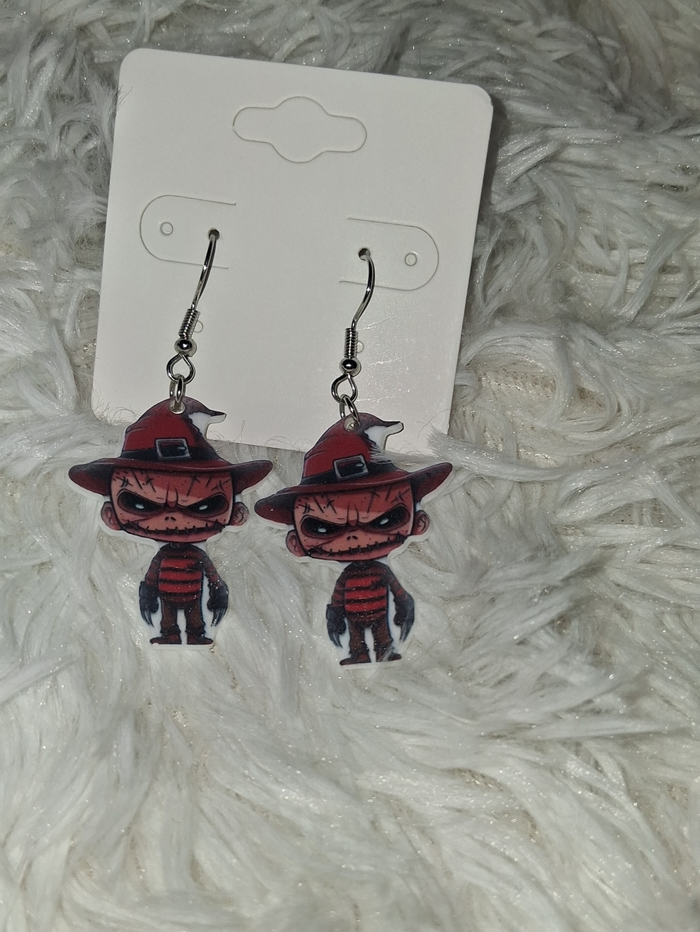 Horror Character Dangle Earrings in Red and Black
